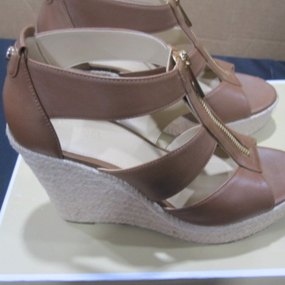 Michael Kors Damita Leather Luggage Wedge Platform - Used Twice - Size 7M - Picture 6 of 9